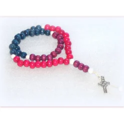 Rosenkranz bunt Holzperlen mit Kreuz, Holzperlenrosenkranz