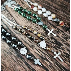 Rosenkranz-Halskette aus Edelstahl mit Steinperlen – Spiritualität & Stil vereint