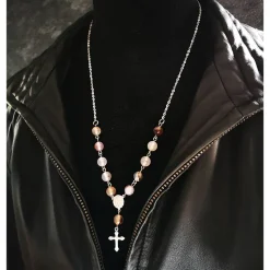 Rosenkranz-Halskette aus Edelstahl mit Steinperlen – Spiritualität & Stil vereint