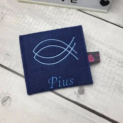 Rosenkranztasche Fische mit Name. Kommunion