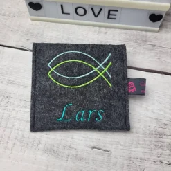 Rosenkranztasche Fische mit Name. Kommunion