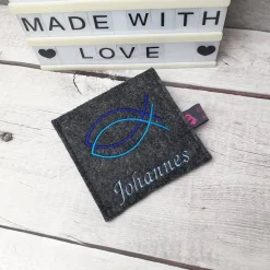 Rosenkranztasche Fische mit Name. Kommunion