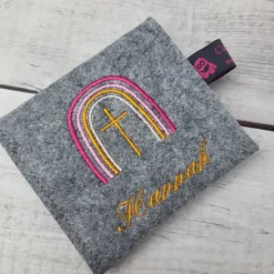 Rosenkranztäschchen Regenbogen mit Name, Kommunionsgeschenk