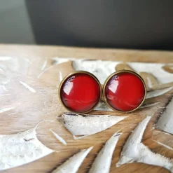 rot Ohrringe u Ringe Cabochonschmuck verschiedene Fassungen handbemalt die Schmuckkiste