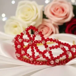Rote Perlenkrone – Handgemachtes Diadem für Braut, Ball, Shooting & Cosplay | Red Queen