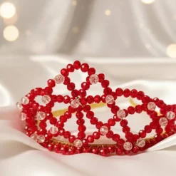 Rote Perlenkrone – Handgemachtes Diadem für Braut, Ball, Shooting & Cosplay | Red Queen