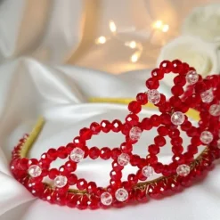 Rote Perlenkrone – Handgemachtes Diadem für Braut, Ball, Shooting & Cosplay | Red Queen