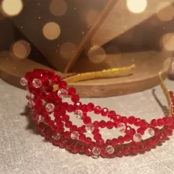 Rote Perlenkrone – Handgemachtes Diadem für Braut, Ball, Shooting & Cosplay | Red Queen