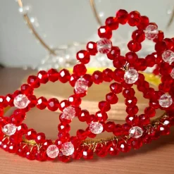 Rote Perlenkrone – Handgemachtes Diadem für Braut, Ball, Shooting & Cosplay | Red Queen