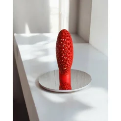 Roter Korallen-Design LED Teelichthalter in Herzform - Organische Skulptur 3D-Druck | PLA | H 17cm