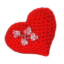 Rotes Amigurumi Herz mit Glasperlen – Handgehäkelt, Geschenkidee, Deko