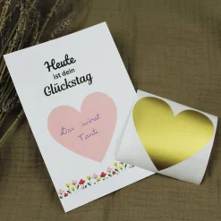 Rubbelkarte Rubbellose selber machen Gutscheinkarten zum Selbstausfüllen Schwangerschaftsankündigung Valentinstag Mutter