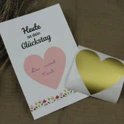 Rubbelkarte Rubbellose selber machen Gutscheinkarten zum Selbstausfüllen Schwangerschaftsankündigung Valentinstag Mutter