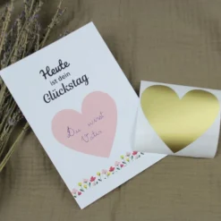 Rubbelkarte Rubbellose selber machen Gutscheinkarten zum Selbstausfüllen Schwangerschaftsankündigung Valentinstag Mutter