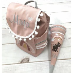 Rucksack mit Kitatüte, Regenbogen, Schultüte, Geschwistertüte, Kindergartenrucksack, individuell bestickt, Nstyle Fashio