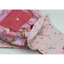 Rucksack Pferdefreunde, Kindergartenrucksack, rosagrundig, Pferdemotiv mit Tasche, Softshell ca. 27x30cm