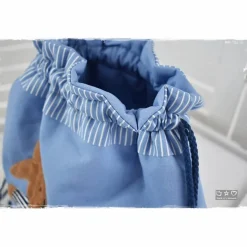 Rucksack/Beutel blau mit Hase, Fußball und Wunschname