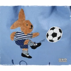 Rucksack/Beutel blau mit Hase, Fußball und Wunschname
