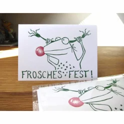 Rudolph,  3 handgedruckte Weihnachtskarten, Weihnachten, Weihnachtskarte, Rentier, Linoldruck, handgedruckt. Frosch Kart