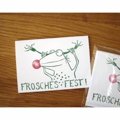 Rudolph,  3 handgedruckte Weihnachtskarten, Weihnachten, Weihnachtskarte, Rentier, Linoldruck, handgedruckt. Frosch Kart