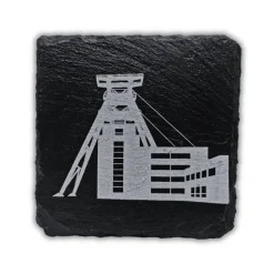 RuhrPott Untersetzer aus Schiefer – Lasergravur, Zeche Zollverein, personalisierbar
