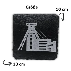 RuhrPott Untersetzer aus Schiefer – Lasergravur, Zeche Zollverein, personalisierbar