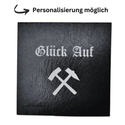 RuhrPott Untersetzer aus Schiefer mit Lasergravur – Glück Auf, personalisierbar