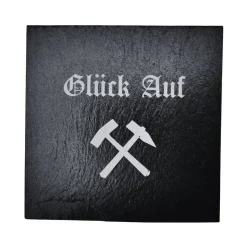 RuhrPott Untersetzer aus Schiefer mit Lasergravur – Glück Auf, personalisierbar