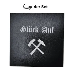 RuhrPott Untersetzer aus Schiefer mit Lasergravur – Glück Auf, personalisierbar