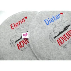 Rundes Filzsitzkissen mit personalisiertem Namen