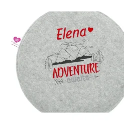 Rundes Filzsitzkissen mit personalisiertem Namen
