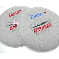 Rundes Filzsitzkissen mit personalisiertem Namen