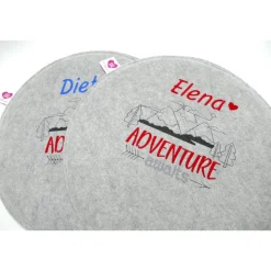 Rundes Filzsitzkissen mit personalisiertem Namen