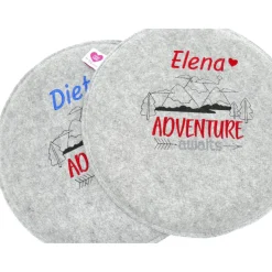Rundes Filzsitzkissen mit personalisiertem Namen