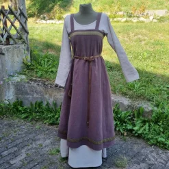 Rundhals Ausschnitt Wikinger Leinen Kleid, used look, Unterkleid, Mittelalter, stonewashed Leinen, Toraxacum