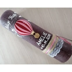 RUSTICA VINTAGE-Look SHABBY Rustikal Taufkerze Fesselballon Ballon Taube Mädchen Kerze keine Folie Wachsbeschriftung