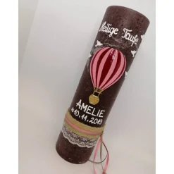 RUSTICA VINTAGE-Look SHABBY Rustikal Taufkerze Fesselballon Ballon Taube Mädchen Kerze keine Folie Wachsbeschriftung