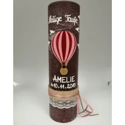 RUSTICA VINTAGE-Look SHABBY Rustikal Taufkerze Fesselballon Ballon Taube Mädchen Kerze keine Folie Wachsbeschriftung