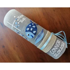 RUSTICA, VINTAGE-Look, SHABBY, Rustikal, Taufkerze, Bubble, Fisch Mädchen, Junge, Kerze, keine Folie, Wachsbeschriftung,