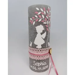 RUSTICA, VINTAGE-Look, SHABBY, Rustikal, Taufkerze, Lebensbaum, Schutzengel, Engel, Baum, Mädchen, Junge, Kerze, Taufe,