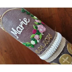 RUSTICA, VINTAGE-Look, SHABBY, Rustikal, Taufkerze, Blumen, floral, Mädchen, Kerze, keine Folie, Wachsbeschriftung, Farb