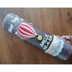 RUSTICA VINTAGE-Look SHABBY Rustikal Taufkerze Fesselballon Ballon Taube Mädchen Kerze keine Folie Wachsbeschriftung