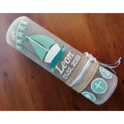 RUSTICA, VINTAGE-Look, SHABBY, Rustikal, Taufkerze, Boot, Arche, Mädchen, Junge, Kerze, keine Folie, Wachsbeschriftung,