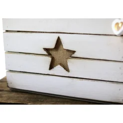 Rustikale Adventskiste Weihnachtskiste Vintage Holzkiste für Weihnachtsgeschenke Tischdeko Advent Weihnachten Adventskalender aus Holz weiß