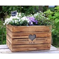 Rustikale GESCHENKEKISTE PERSONALISIERT HOCHBEET Hochzeit Vintage Holzkiste Hochzeitsgeschenk Hölzerner Jahrestag
