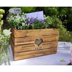 Rustikale GESCHENKEKISTE PERSONALISIERT HOCHBEET Hochzeit Vintage Holzkiste Hochzeitsgeschenk Hölzerner Jahrestag