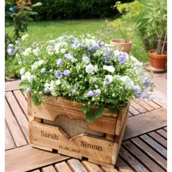 Rustikale OBSTKISTE Blumenkiste TISCHDEKO Hochzeitsgeschenk Geschenk Brautpaar Personalisiert aus Holz Vintage Hölzerne Jahrestag Valentin