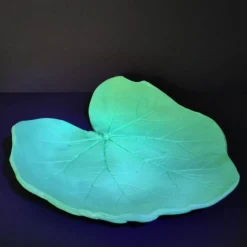 SALE -30% (Code: NEUEABENTEUER) | Blattschale aus lufttrocknendem Ton – neongrün, leuchtet unter UV-Licht