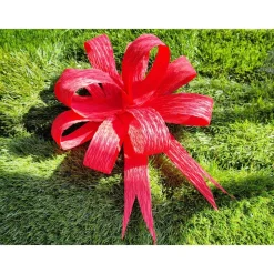 SALE -30% (Code: NEUEABENTEUER) | Dekorative Schleife aus farbechtem Floristenkrepp – rot, Ø ca. 20 cm