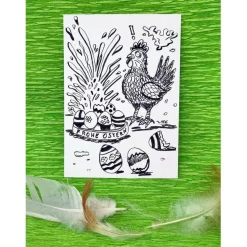 SALE -30% (Code: NEUEABENTEUER) | Lustige Osterpostkarte mit Huhn Huch, das war wohl zu viel!